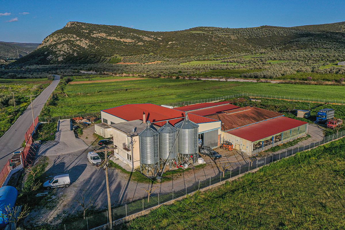 Denezis Meat - Πανοραμική άποψη των ιδιόκτητων σταβλικών εγκαταστάσεων και του βοσκότοπου της επιχείρησης στη Λυρκεία Άργους